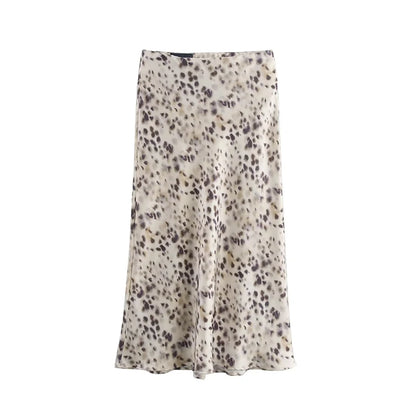 Women's Satin-Like Long Skirt - High Waist Elegant Slim Fit Skirt for Women