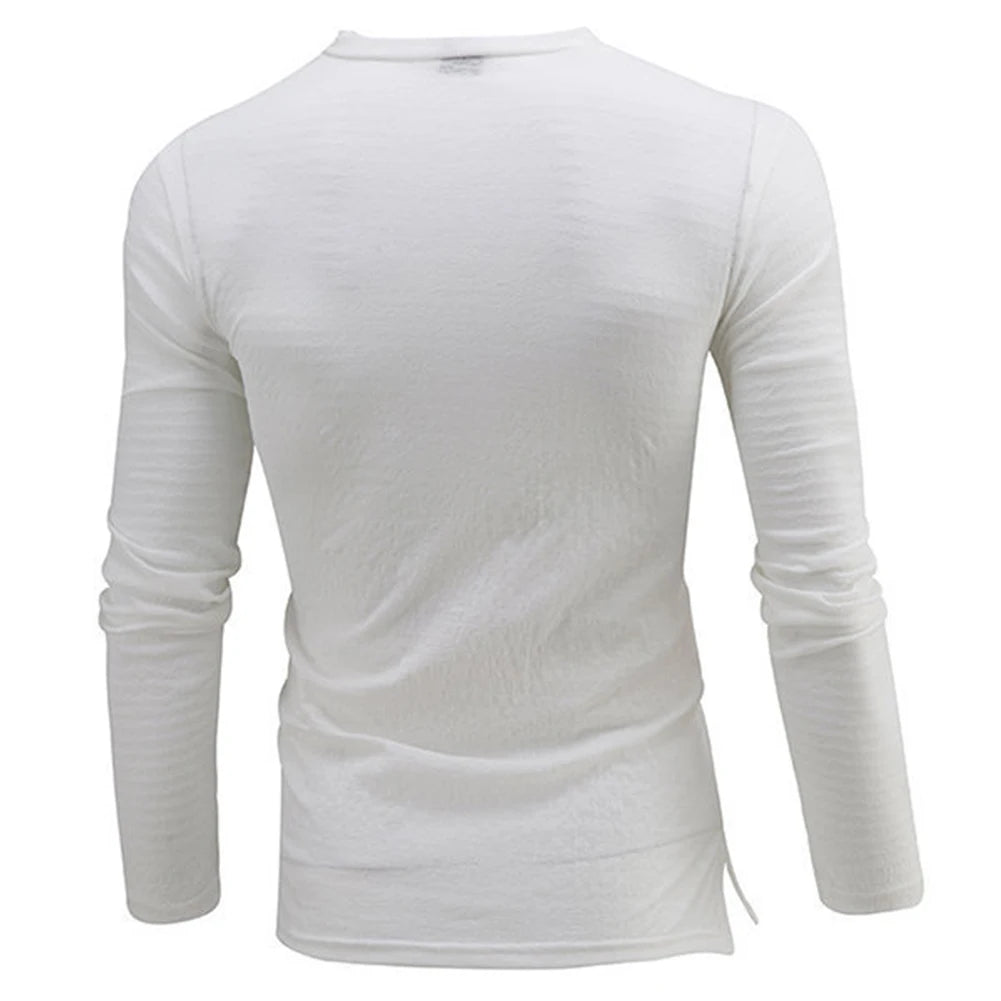 Men's Slim Fit Long Sleeve Deep V-Neck Sheer Sweater