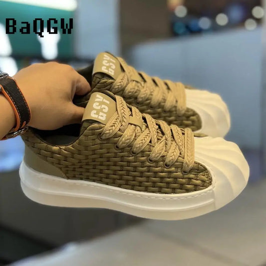 BaQGW Striped Breathable Men's Soft Lightweight Retro Sneakers