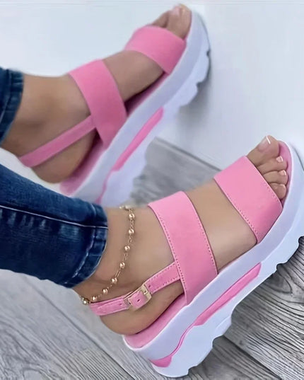Women's Open Toe Non-Slip Durable Wedge Sandals with Buckle
