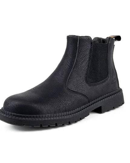 Waterproof Safety Work Shoes for Men - Steel Toe Leather Work Boots with Slip-Resistant Sole