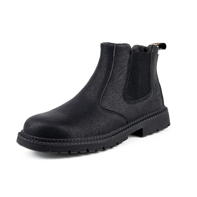 Waterproof Safety Work Shoes for Men - Steel Toe Leather Work Boots with Slip-Resistant Sole