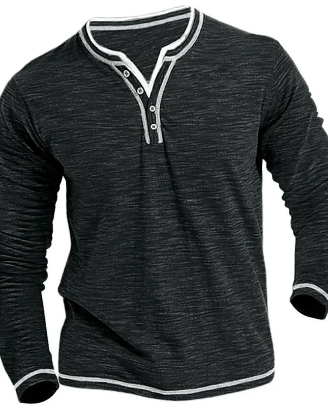 Men's Slim Fit Long Sleeve V-Neck Henley