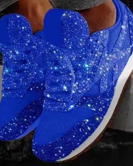Women's Glitter Lace-Up Vulcanized Sneakers