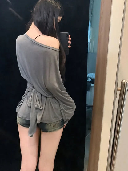 Women's Oversized Transparent Off-Shoulder Sweater – Thin, Stylish, and Trendy Pullover for Women