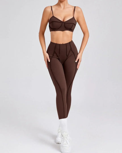 Women's Seamless 2-Piece Yoga Set - High-Waist Leggings and Bra for Fitness & Activewear