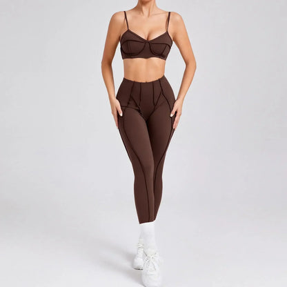 Women's Seamless 2-Piece Yoga Set - High-Waist Leggings and Bra for Fitness & Activewear