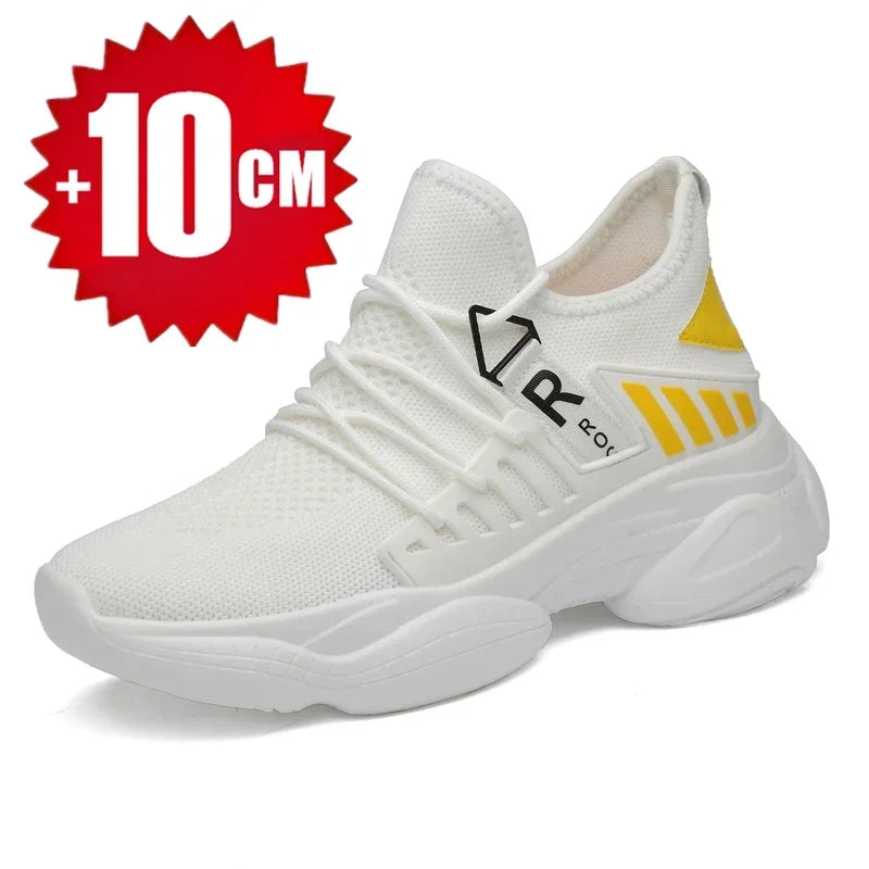 Men's Height-Boosting Running Shoes - Fly Weaving Sneakers with Thick Soles, Non-Slip and Comfort Fit