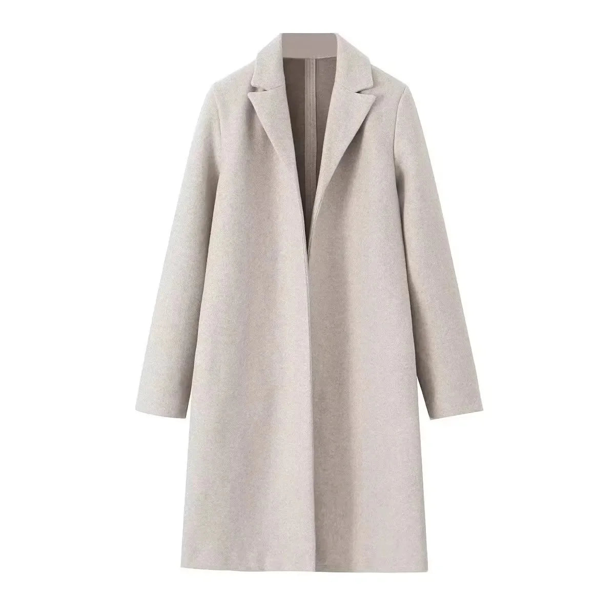 Women's Woolen Coat - Open Stitch Long Trench Coat for Women
