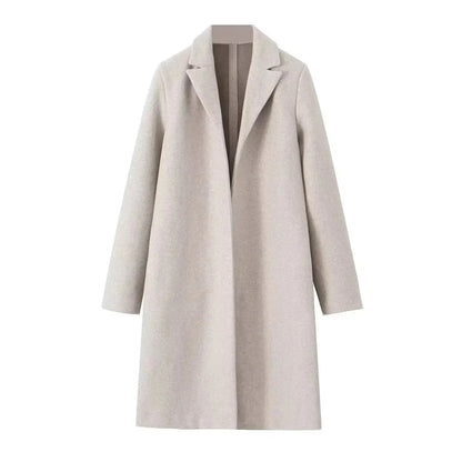 Women's Woolen Coat - Open Stitch Long Trench Coat for Women