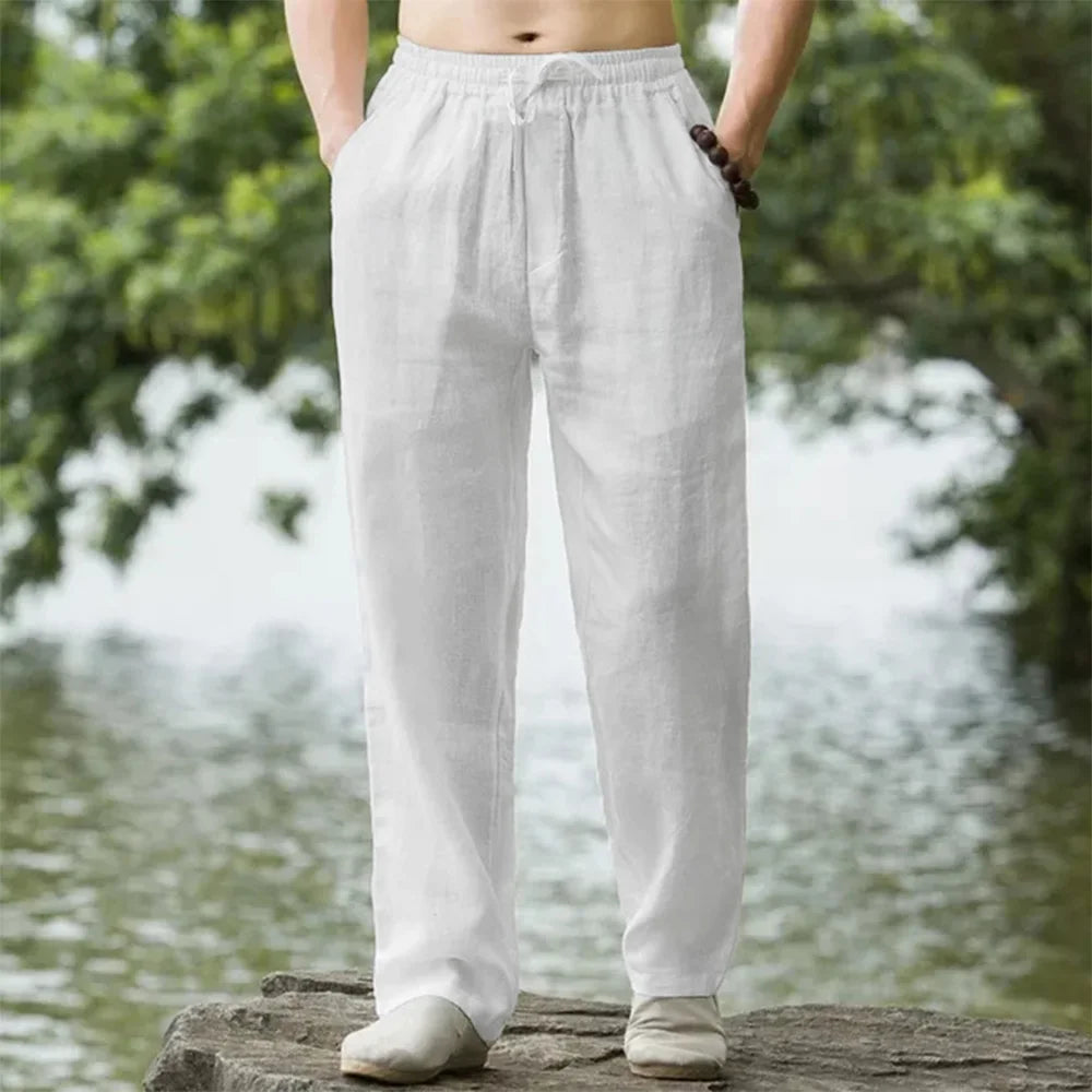 Stylish Men's Oversized Korean Linen Wide-Leg Trousers
