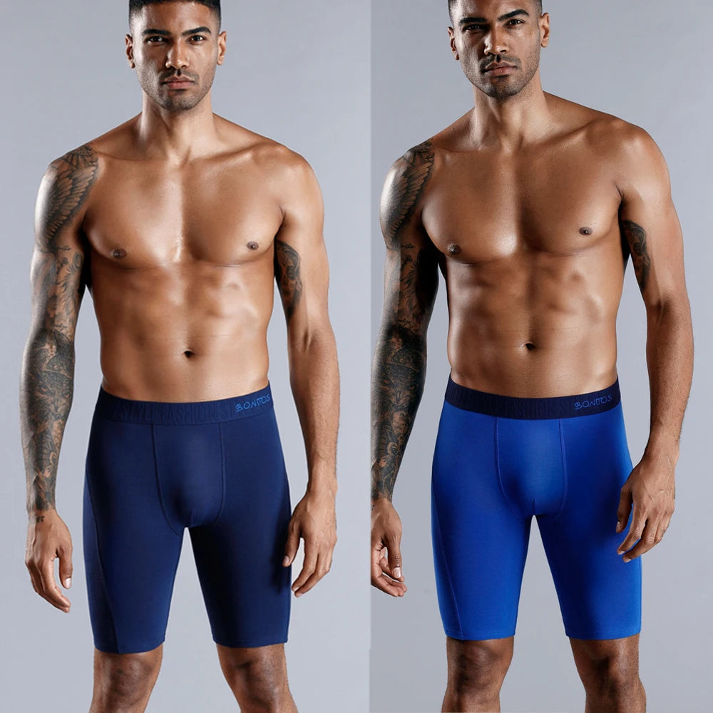 Men's Cotton Long Boxers – Set of 4 Trunks, Comfortable & Breathable Underwear