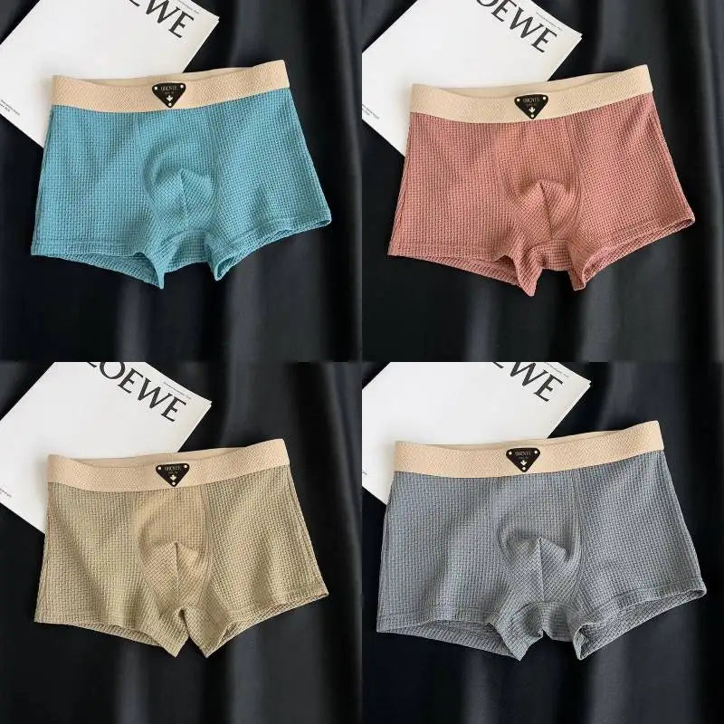 4-Pack Men’s Knitted Plaid Boxer Briefs – Comfortable, Stylish Men’s Underwear