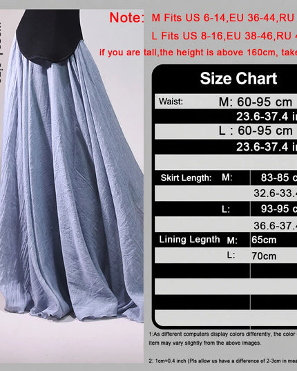 Women's Elegant High-Waisted Linen Maxi Skirt with Elastic Waist