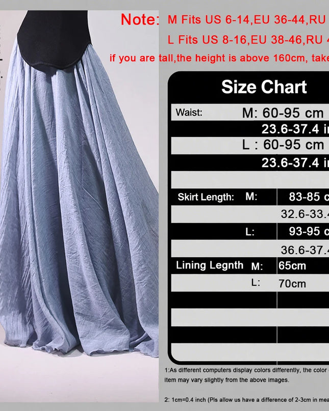 Women's Elegant High-Waisted Linen Maxi Skirt with Elastic Waist
