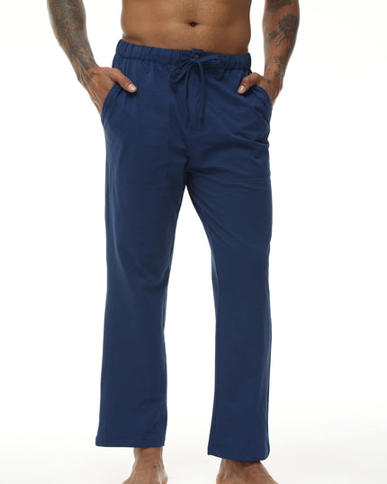 Men's Casual Linen Cotton  Pants Breathable Loos Elastic Waist