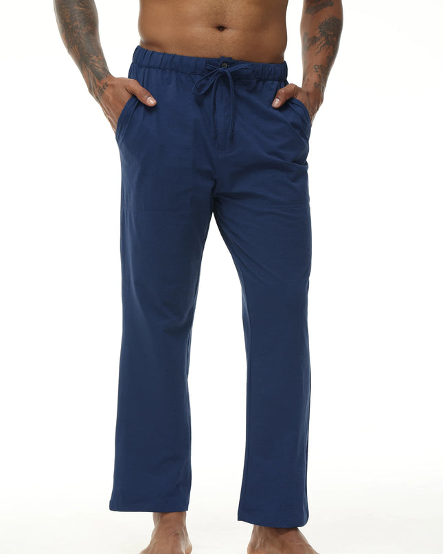 Men's Casual Linen Cotton  Pants Breathable Loos Elastic Waist