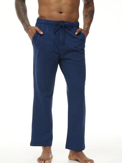 Men's Casual Linen Cotton  Pants Breathable Loos Elastic Waist