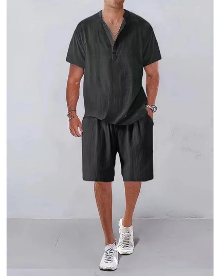 Men's Casual Two-Piece Polo Shirt and Shorts Set