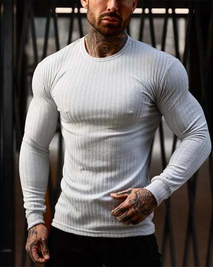 Slim Fit Men's Ribbed Knit Casual Sweater