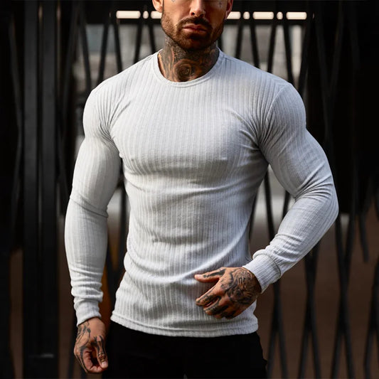 Slim Fit Men's Ribbed Knit Casual Sweater