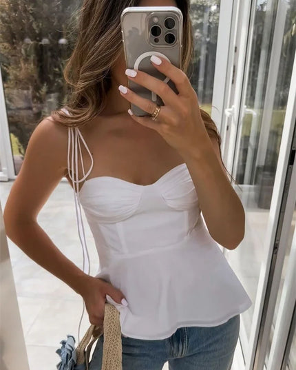 Strappy Ruffle Crop Top for Women - Various Colors