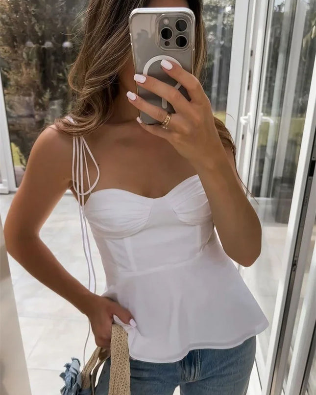 Strappy Ruffle Crop Top for Women - Various Colors