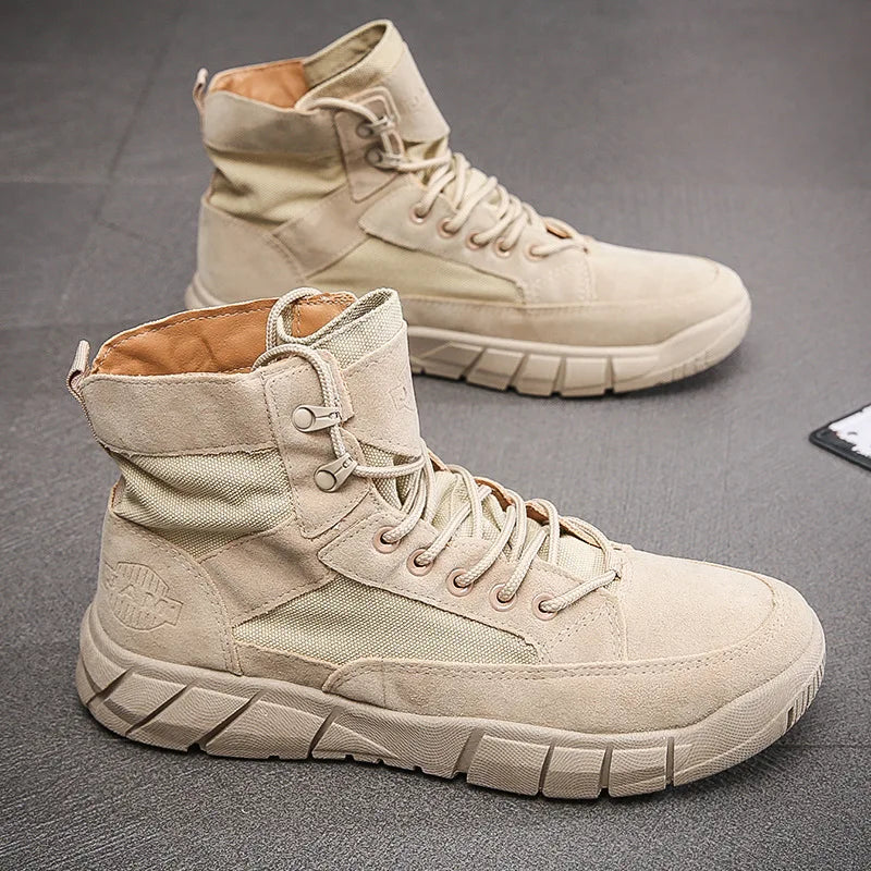 Men's Ankle Boots with Flat Thick Sole