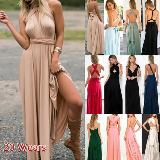 Convertible Red Bandage Dress for Women - Multiway Long Wrap Style