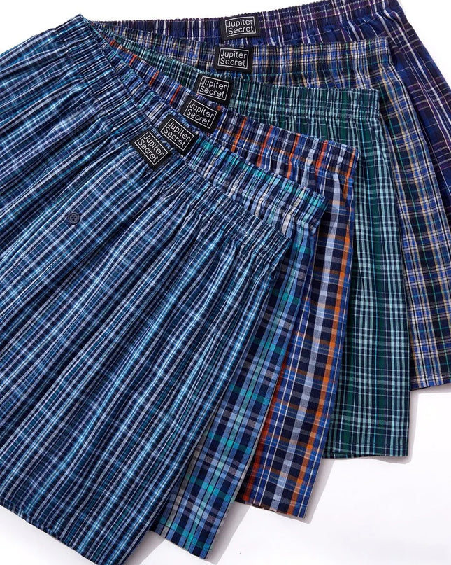 6-Pack Men's Woven Boxer Shorts with Elastic Waistband - Assorted Colors