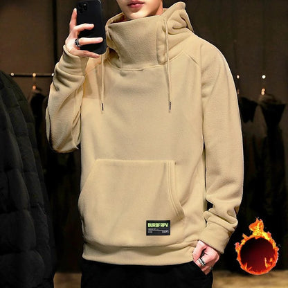 Men's Turtleneck Hoodie - Thick Fleece, Loose Fit Sweater