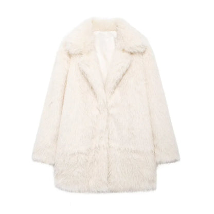 Women's Thick Fury Warm Coat with Flip Collar