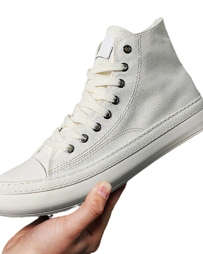 Men's High-Top Canvas Casual Sneakers – Fashion Lace-Up Vulcanized Shoes for Men