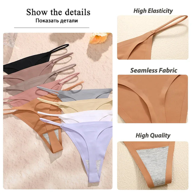 10Pcs Women's Seamless Thong with Thin Straps, Low Waist, High Flexibility