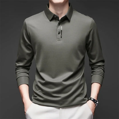 Men's Breathable Casual Long Sleeve Polo Shirt