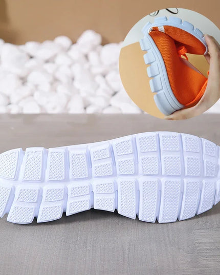 Women's Striped Lace-Up Trainers - Breathable Sneakers with Soft Sole