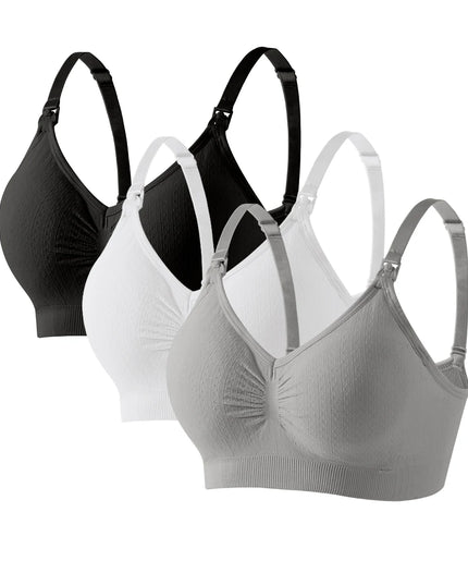 3-Pack Wireless Breathable Front Open Nursing Bra