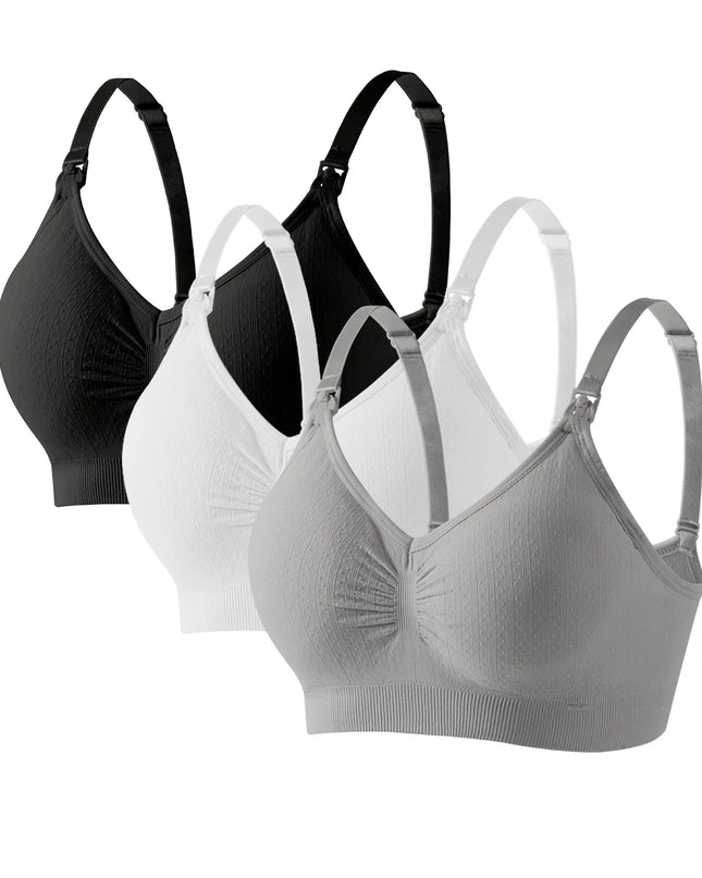 3-Pack Wireless Breathable Front Open Nursing Bra