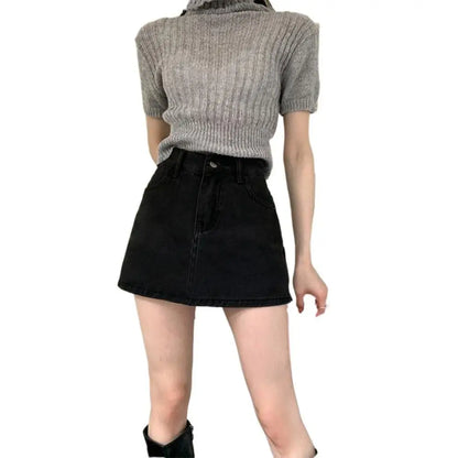 Women's High-Waist Denim Skirt - Slim Fit
