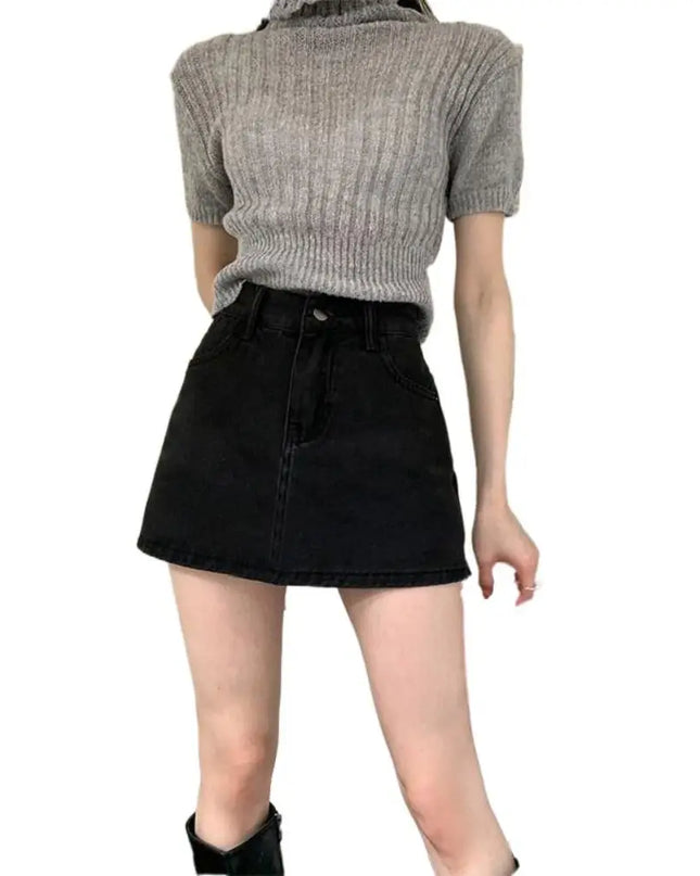 Women's High-Waist Denim Skirt - Slim Fit