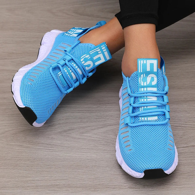 Regenerate Delete Women's Breathable Knitted Mesh Sneakers - Lightweight Lace up Shoes