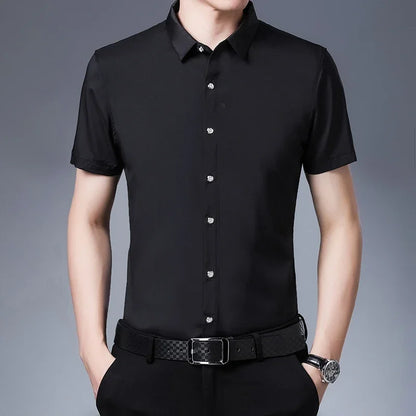 Men's Casual Plain Short Sleeve Shirt - Various Colors