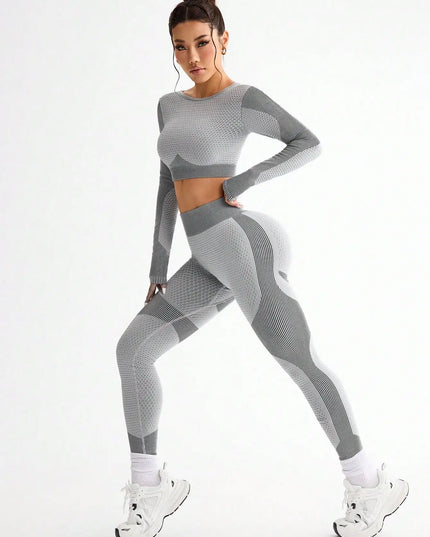 Women's 2-Piece Breathable Seamless Sports Vest and Leggings Set