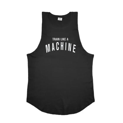 Men's Cotton Tank Top with "Train Like a Machine" Printed Design