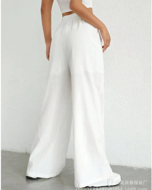 Women's High-Waisted Pocket Pants -  Wide-Leg Fit