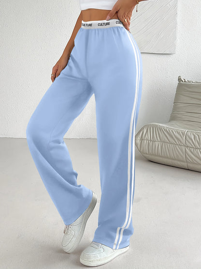 Women's Wide Leg Sweatpants with Side Stripe