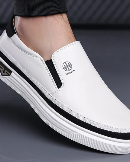 Men’s Leather Slip-On Loafers — Comfortable Flat Shoes