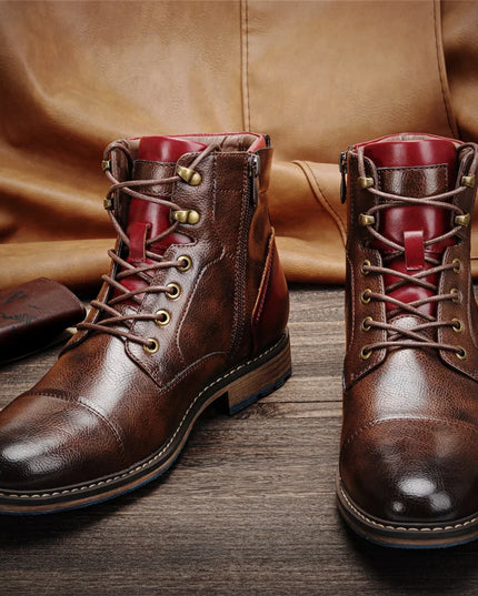 Men's Comfortable Faux Leather Boots – Stylish and Durable Footwear