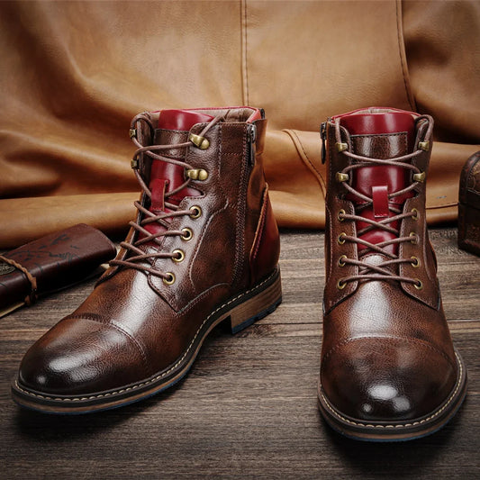 Men's Comfortable Faux Leather Boots – Stylish and Durable Footwear