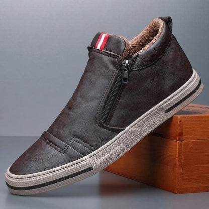 Men's Slip-On Sneakers with Side Zipper – Flat Casual Shoes for Men